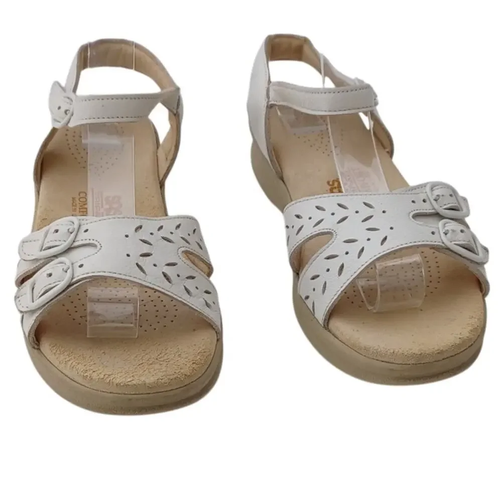 SAS Kids White Leather Comfort Sandals Girls Size 6M Tripad Comfort